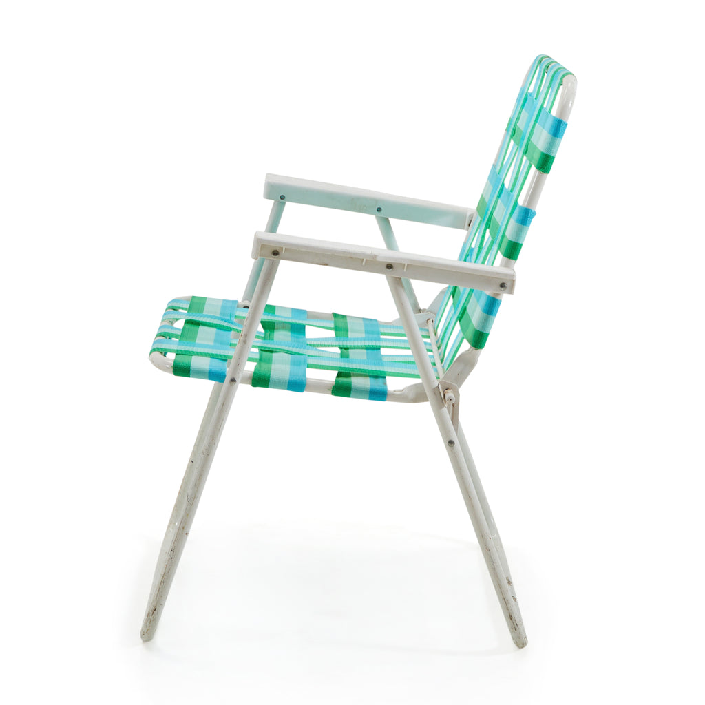 Green & Blue Woven Folding Patio Chair