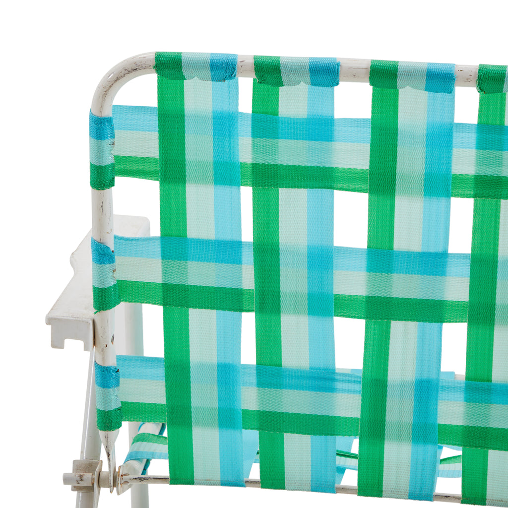 Green & Blue Woven Folding Patio Chair