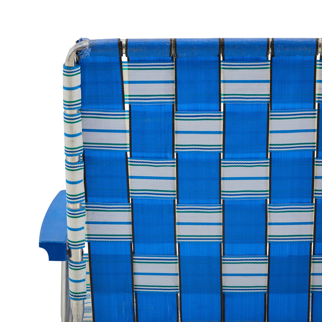 Blue & White Woven Folding Patio Chair
