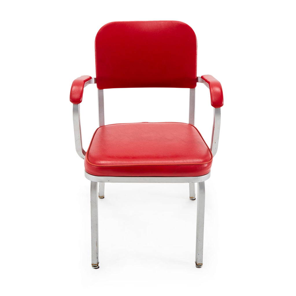 Red Vinyl Aluminum Arm Chair