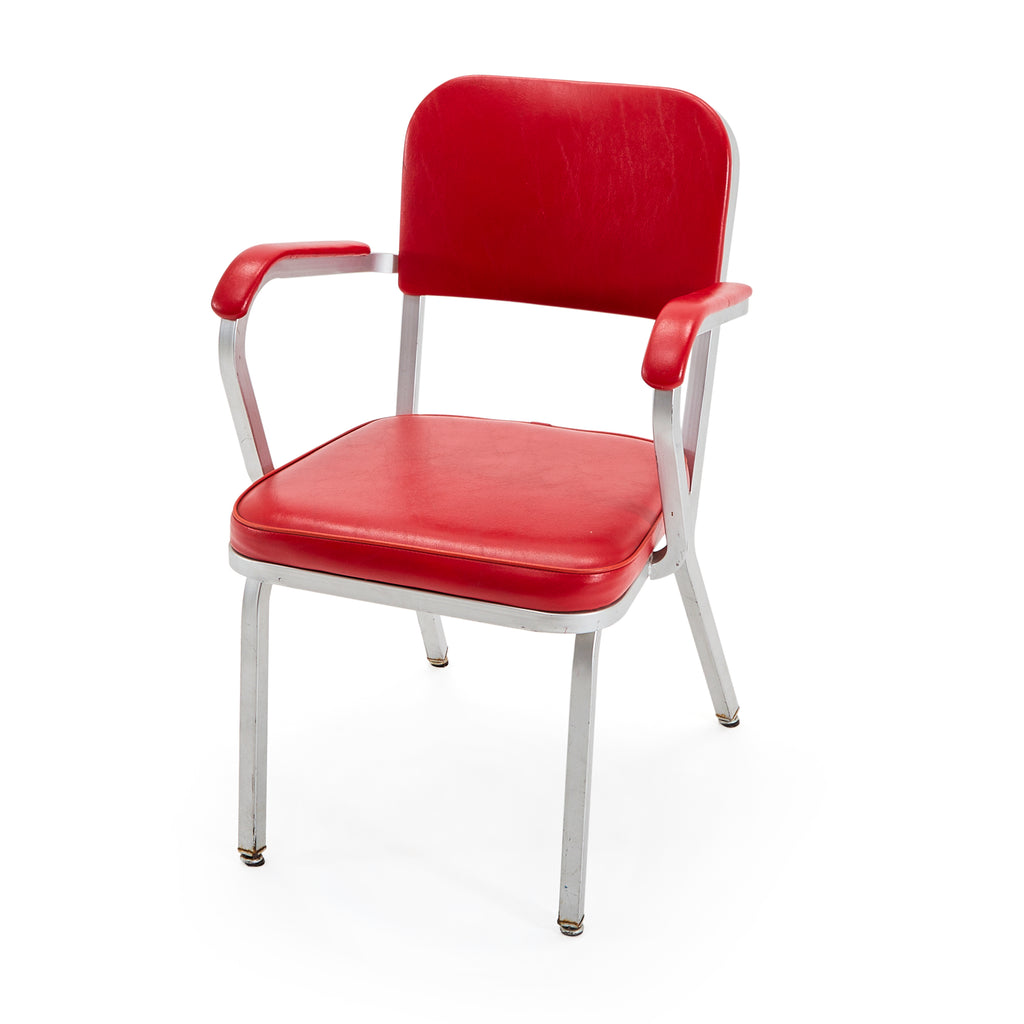 Red Vinyl Aluminum Arm Chair