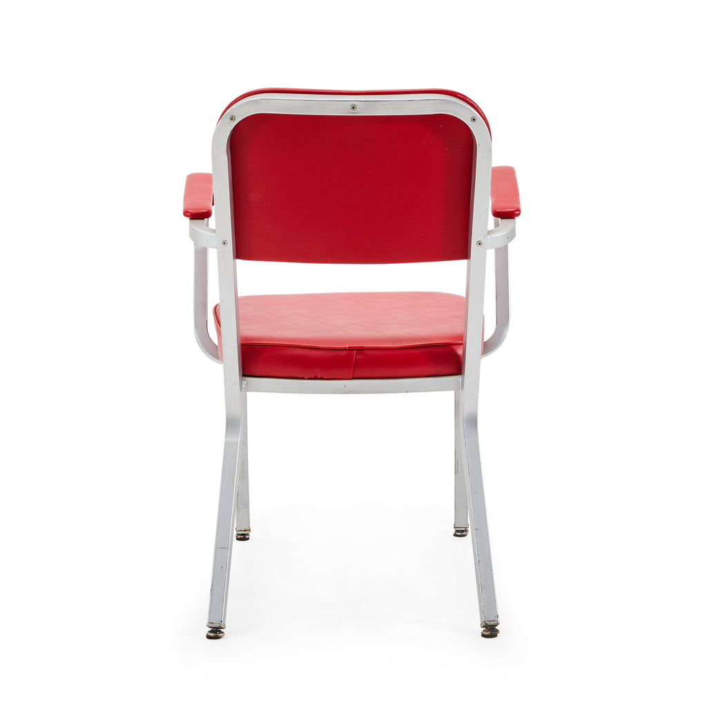 Red Vinyl Aluminum Arm Chair