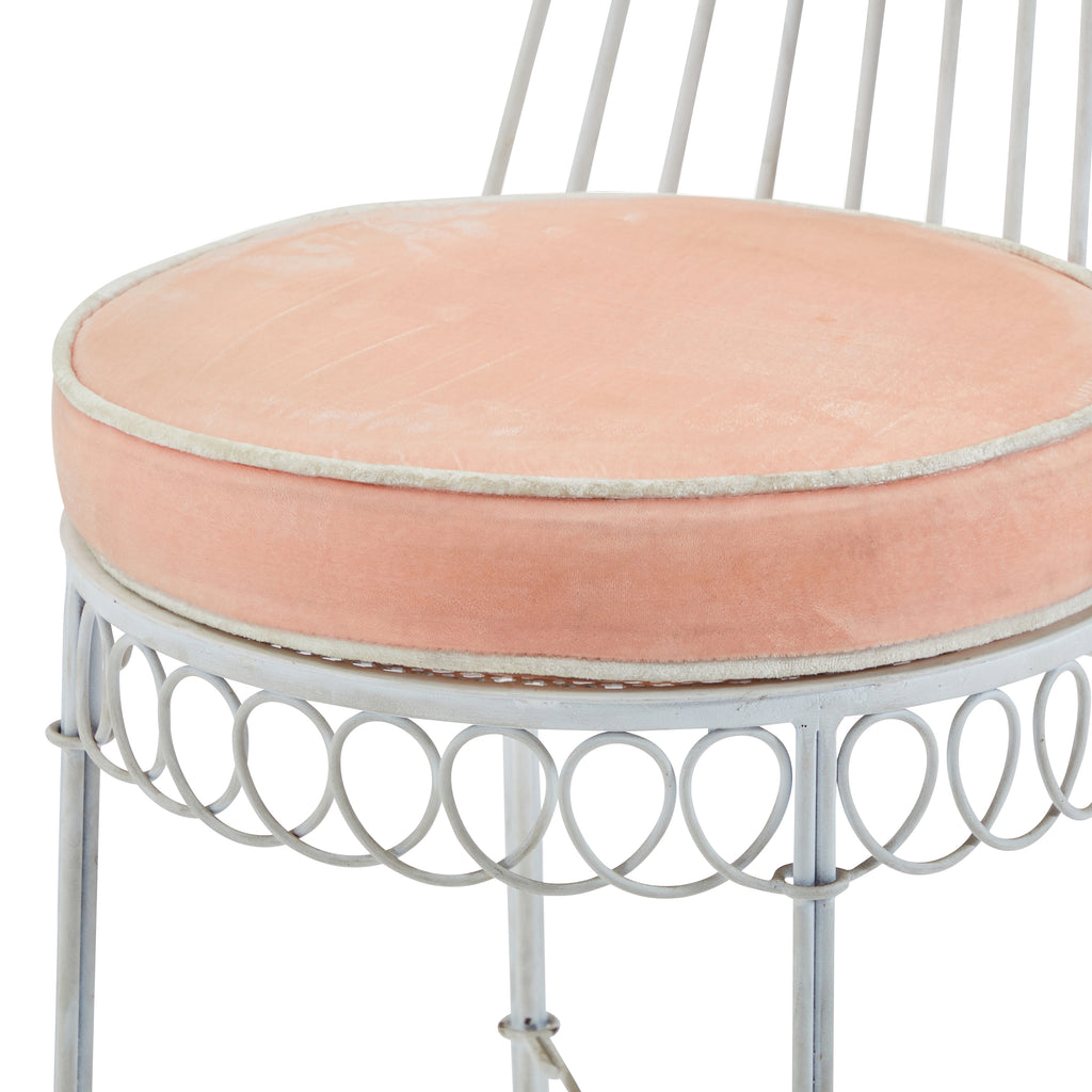 White & Pink Vintage Outdoor Side Chair