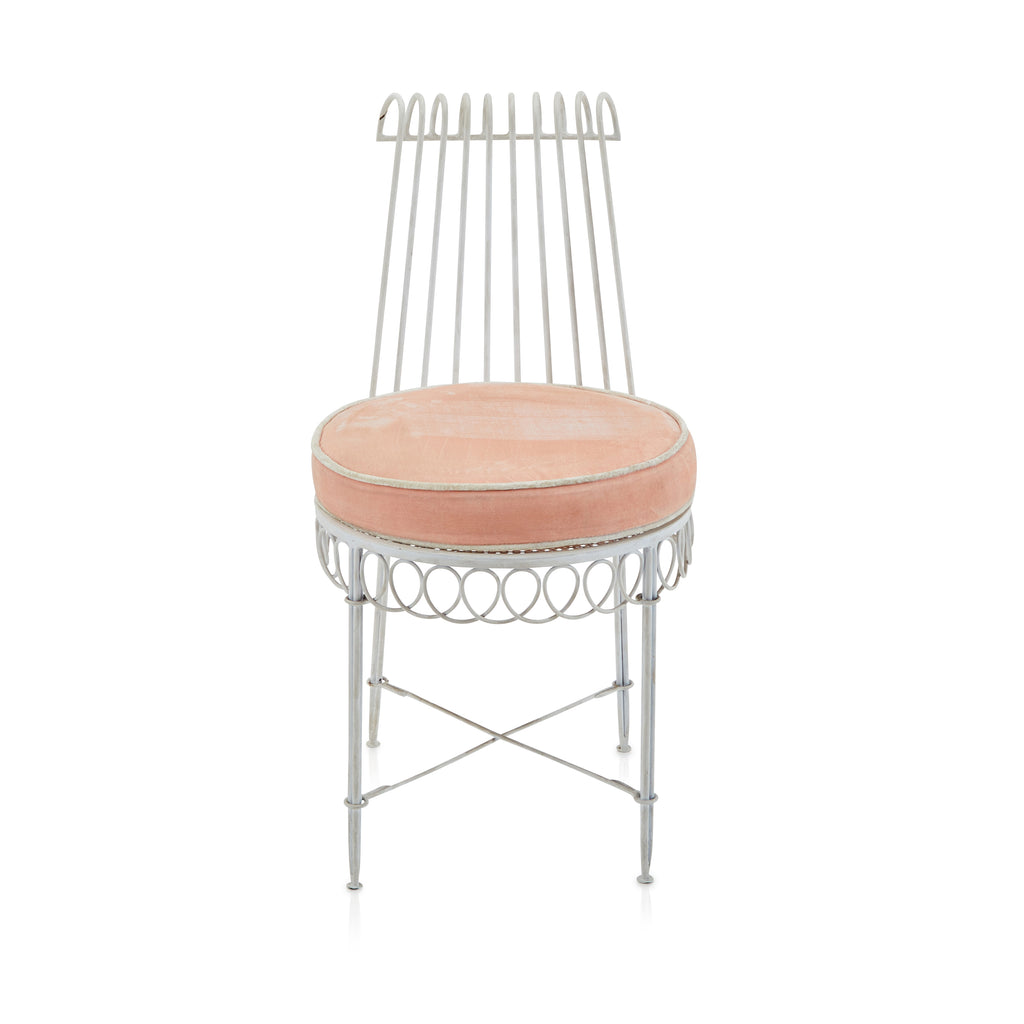 White & Pink Vintage Outdoor Side Chair