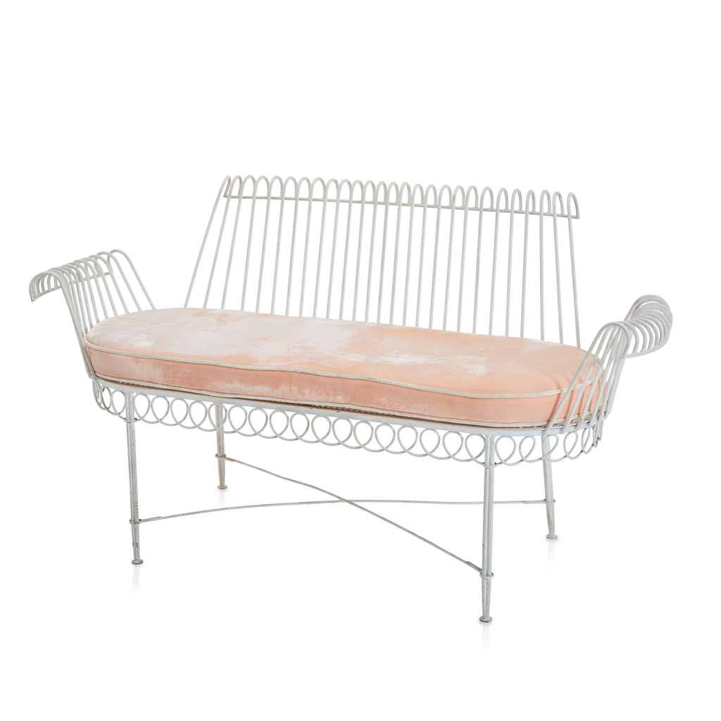 White & Pink Velvet Vintage Outdoor Loveseat