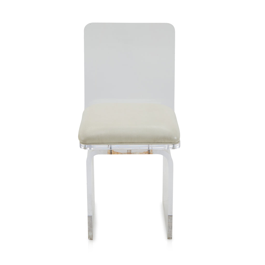 Lucite & White Leather Modern Swivel Chair