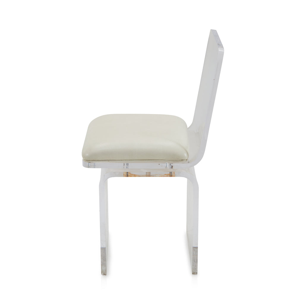 Lucite & White Leather Modern Swivel Chair