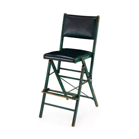 Green Leather Folding Bar Stool Chair