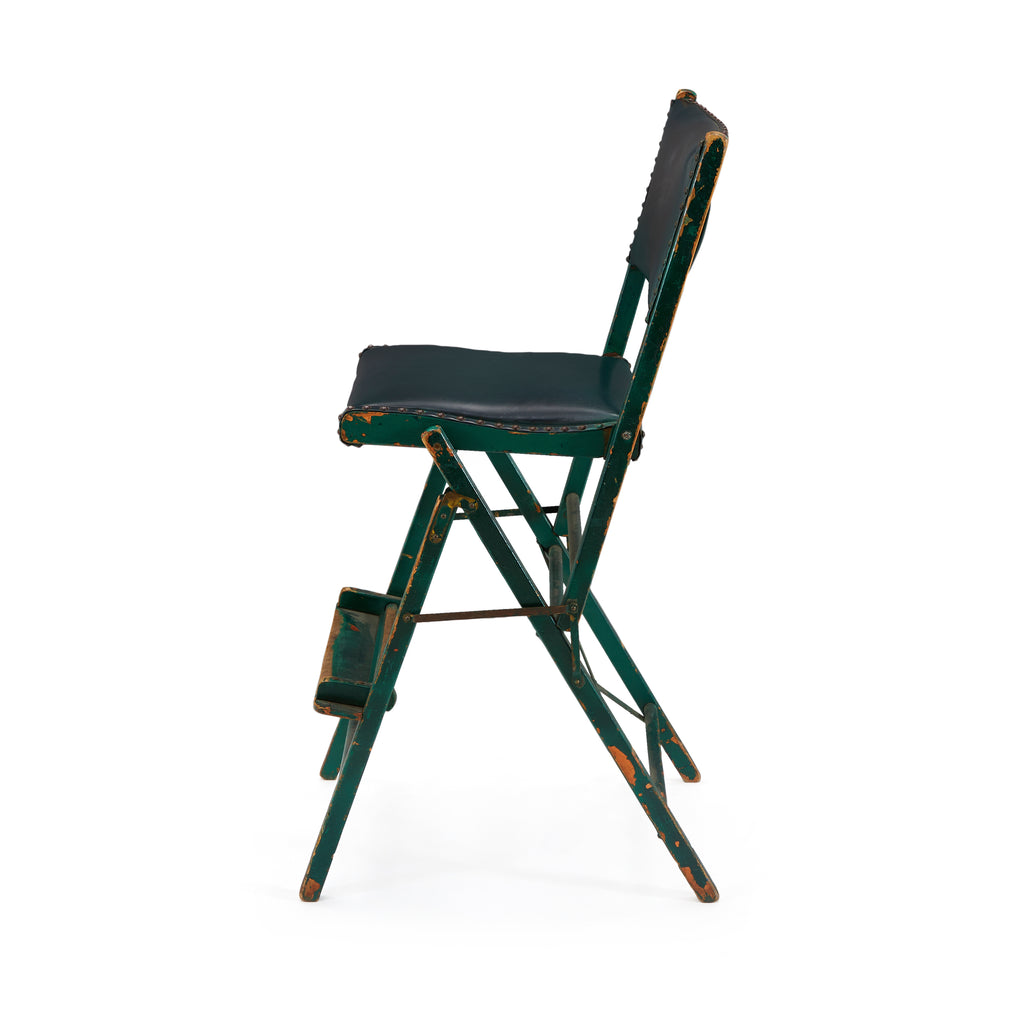 Green Leather Folding Bar Stool Chair