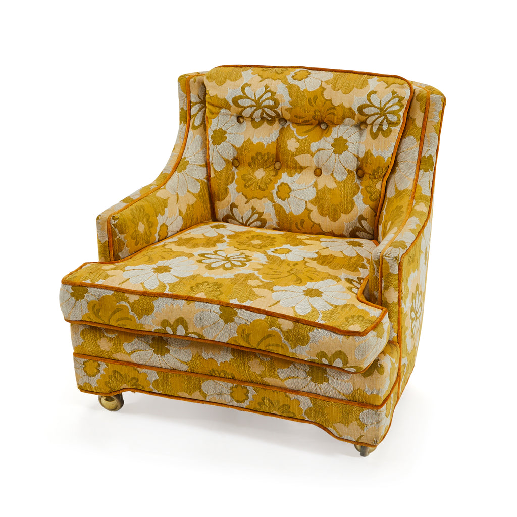 Yellow Floral Lounge Chair