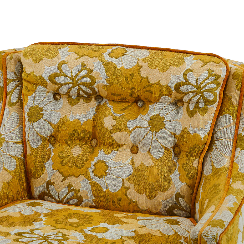 Yellow Floral Lounge Chair