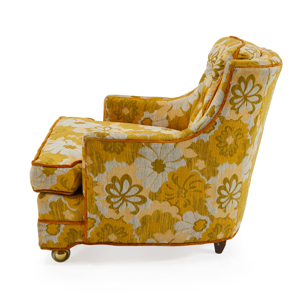 Yellow Floral Lounge Chair
