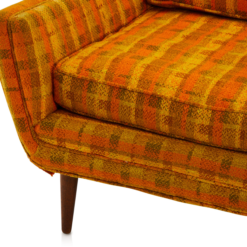 Orange Plaid Mid Century Lounge Chair