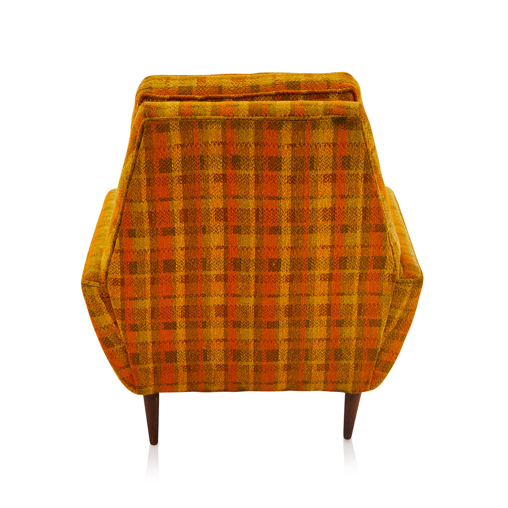 Orange Plaid Mid Century Lounge Chair
