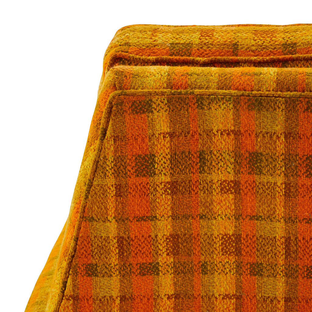 Orange Plaid Mid Century Lounge Chair