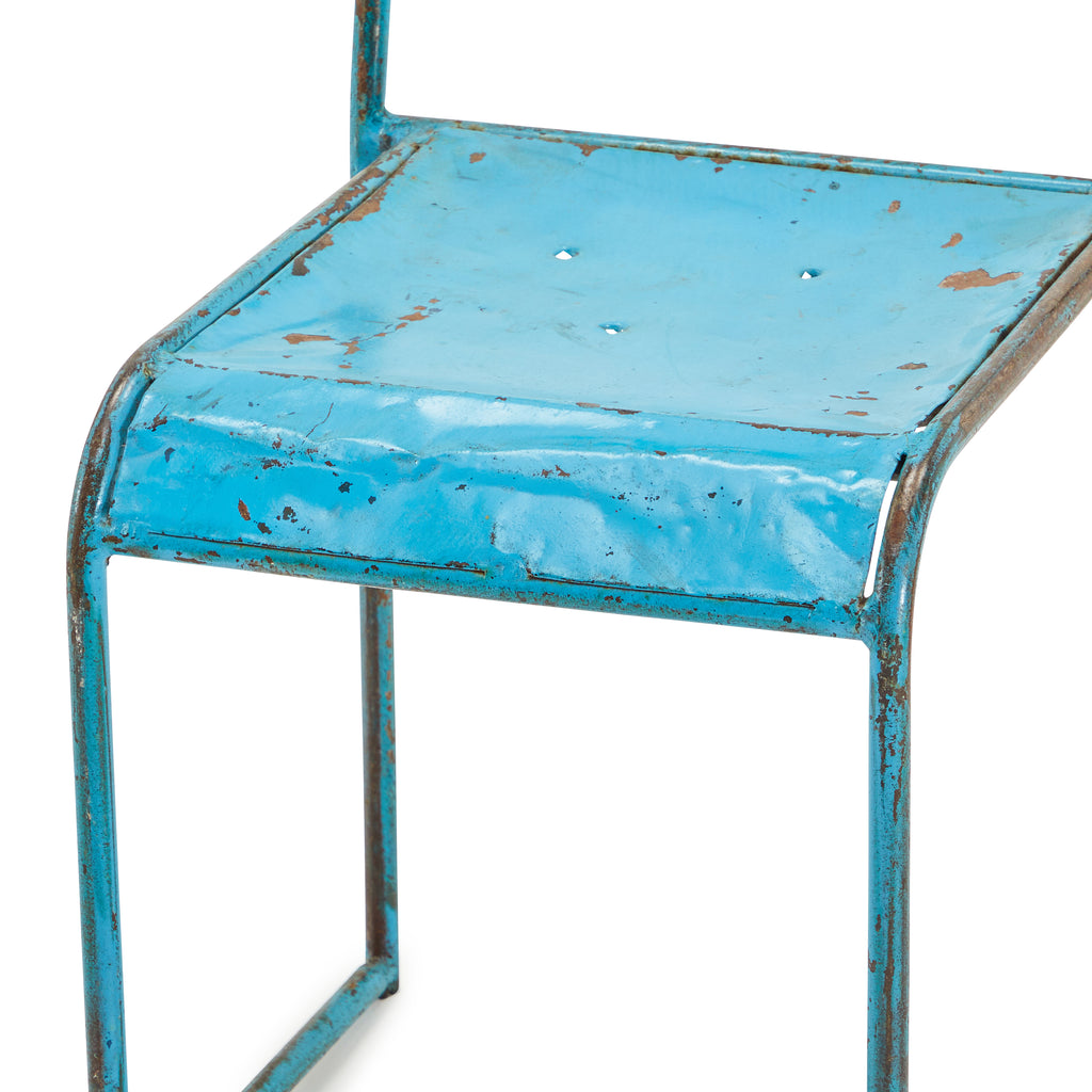 Blue Rustic Metal Industrial Chair