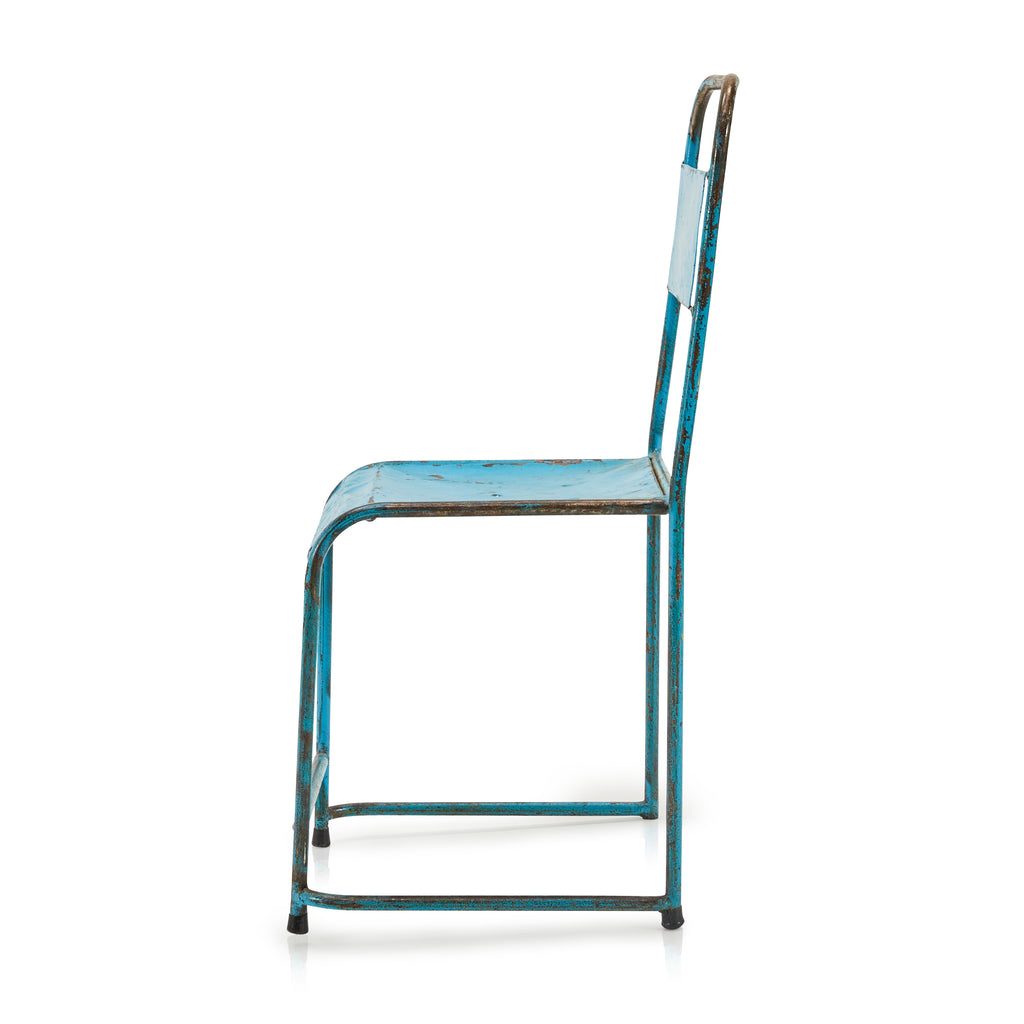 Blue Rustic Metal Industrial Chair