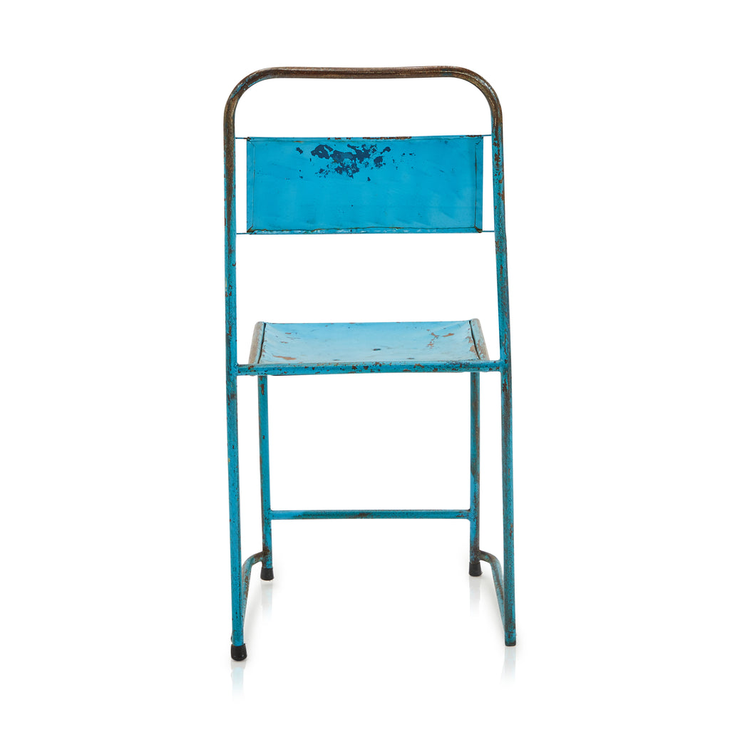Blue Rustic Metal Industrial Chair