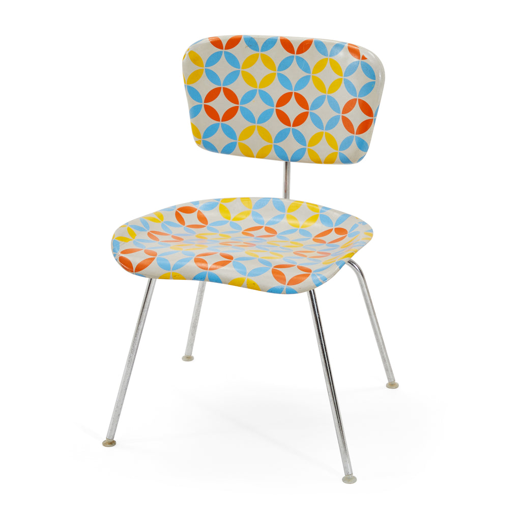 White & Patterned 70's Side Chair