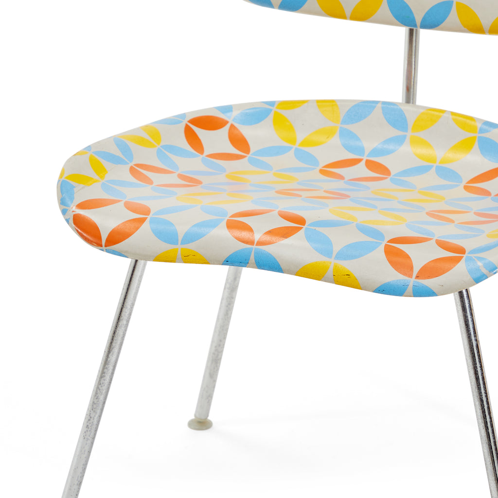 White & Patterned 70's Side Chair