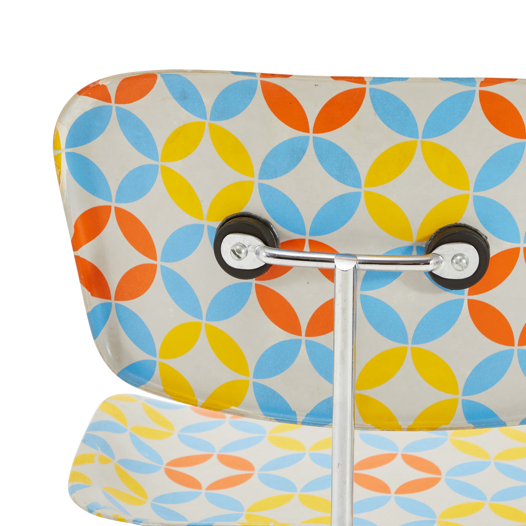 White & Patterned 70's Side Chair