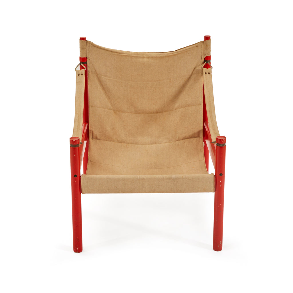 Red & Tan Canvas Sling Safari Armchair