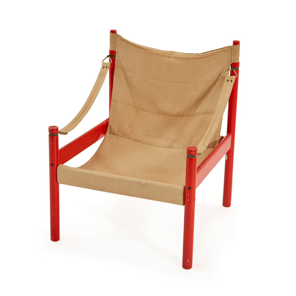 Red & Tan Canvas Sling Safari Armchair