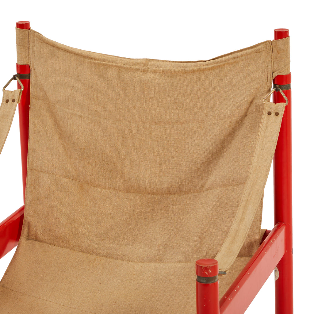 Red & Tan Canvas Sling Safari Armchair