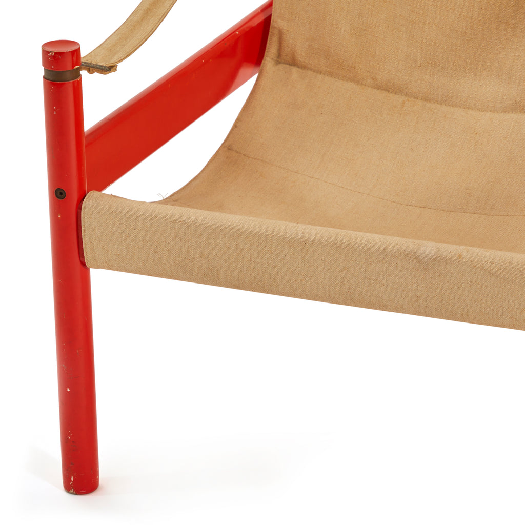 Red & Tan Canvas Sling Safari Armchair