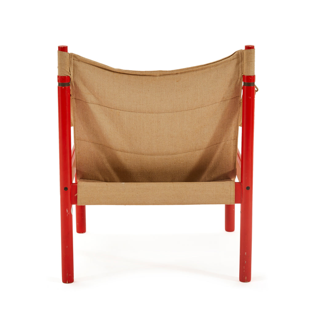 Red & Tan Canvas Sling Safari Armchair