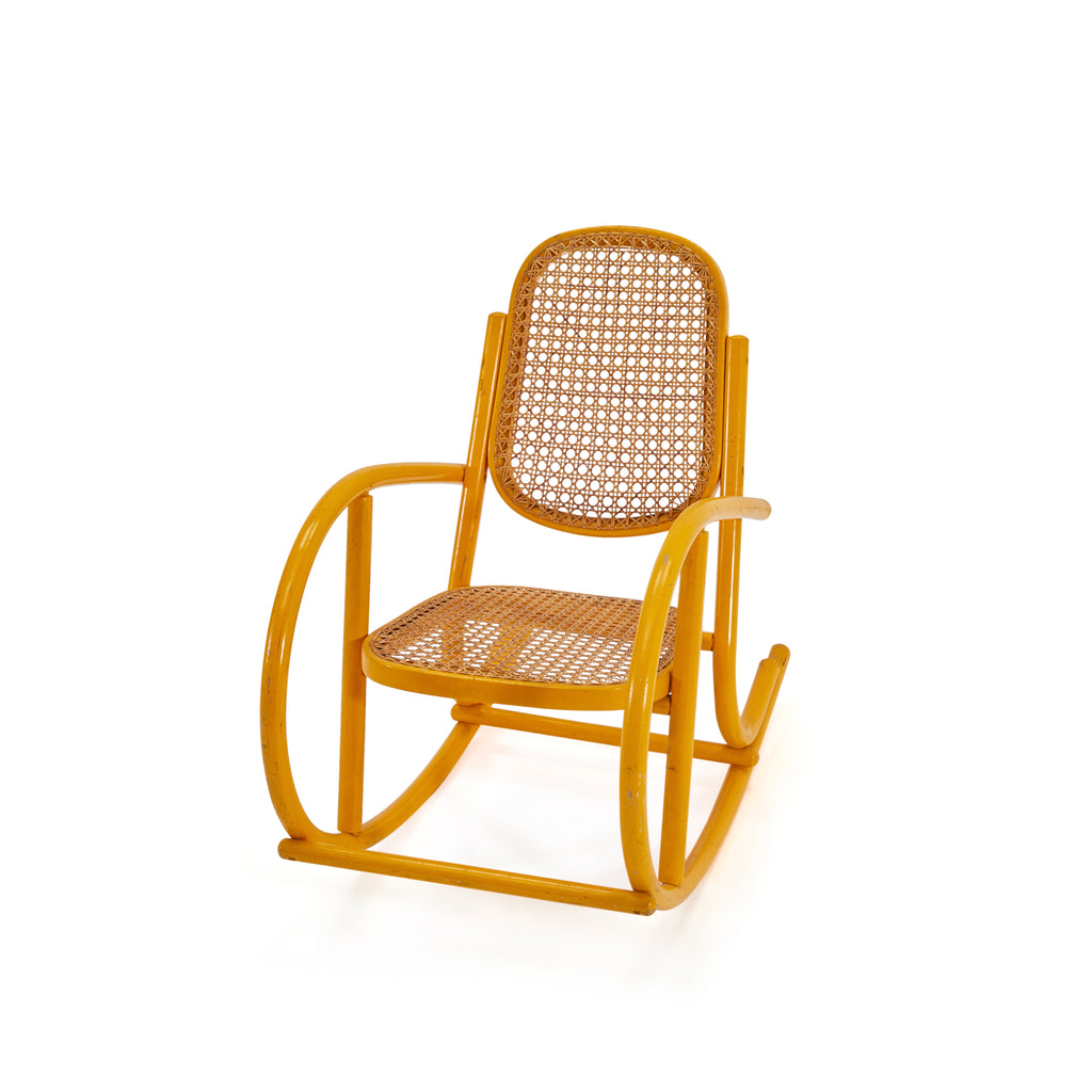 Yellow & Cane Kid's Rocking Chair