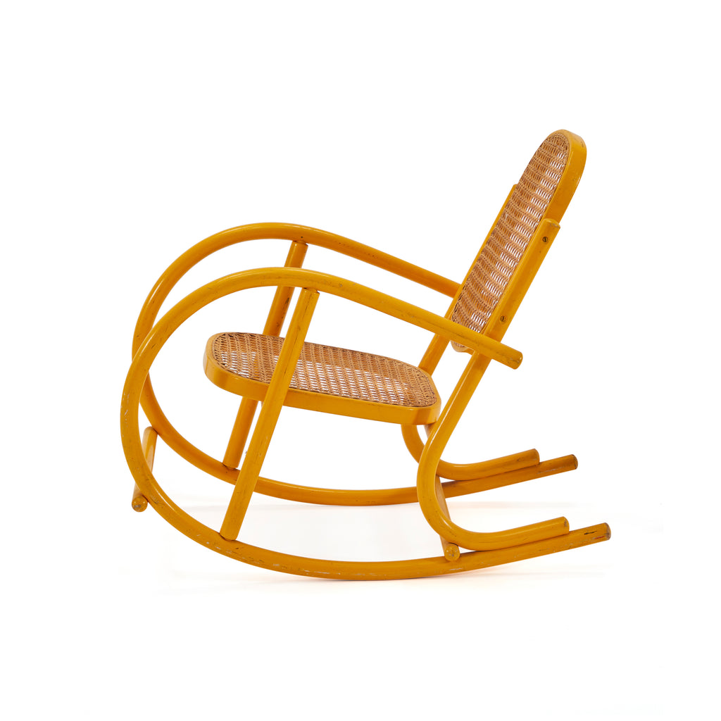 Yellow & Cane Kid's Rocking Chair
