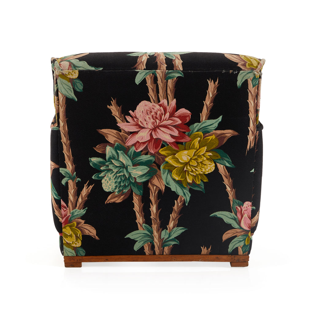 Black Tropical Print Lounge Chair