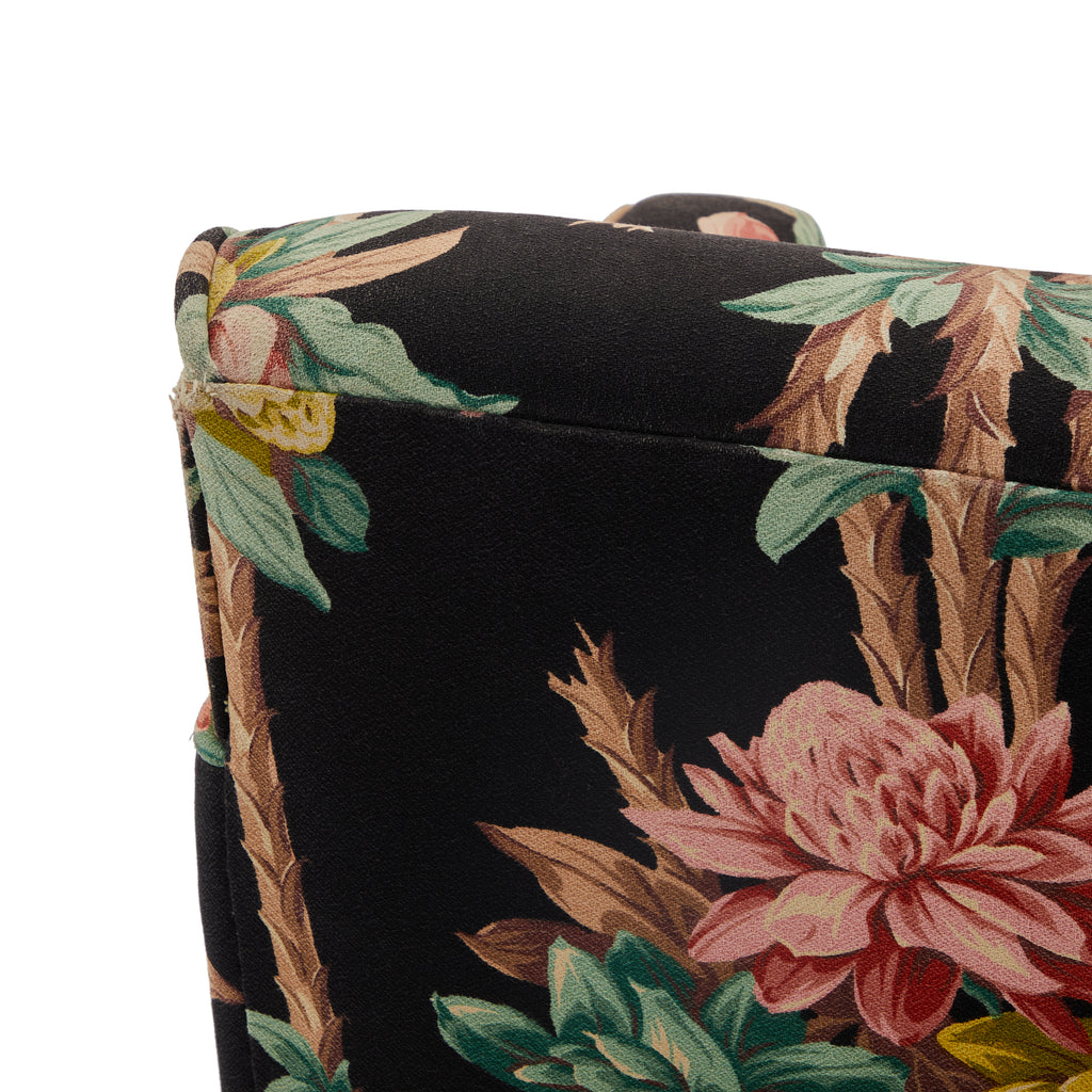 Black Tropical Print Lounge Chair