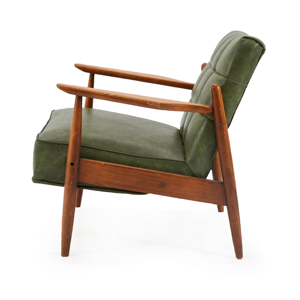 Green Leather Danish Mid Century Arm Chair