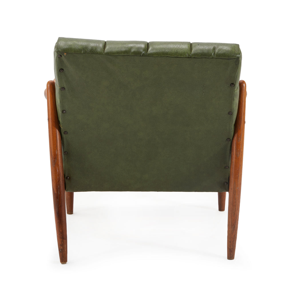 Green Leather Danish Mid Century Arm Chair
