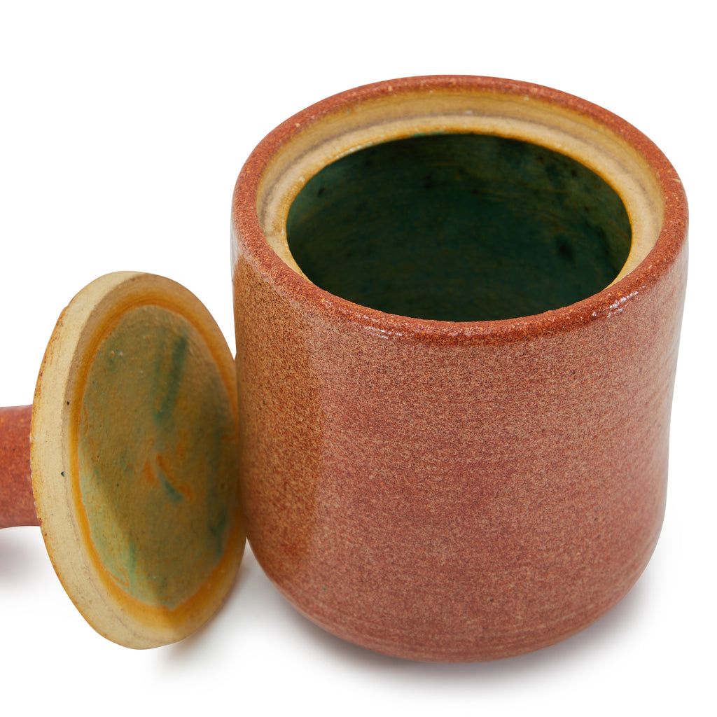Orange Terracotta Ceramic Handmade Lidded Cup (A+D)