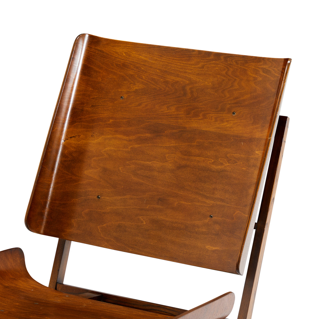 Wood Dark Bent Modern Lounge Chair