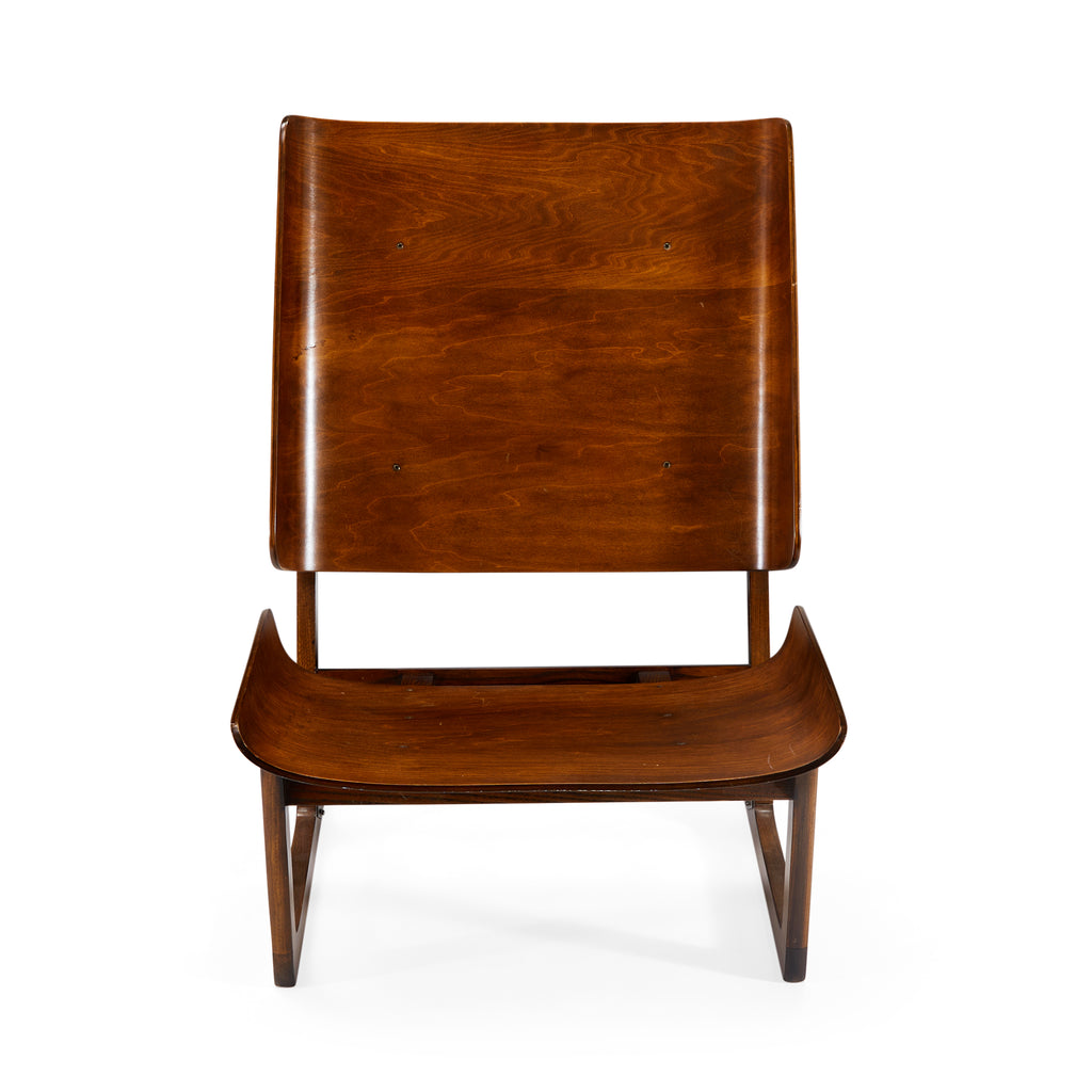 Wood Dark Bent Modern Lounge Chair