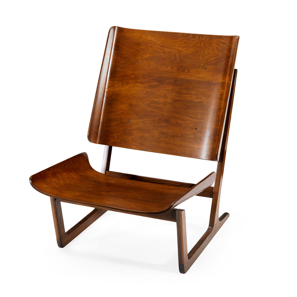 Wood Dark Bent Modern Lounge Chair