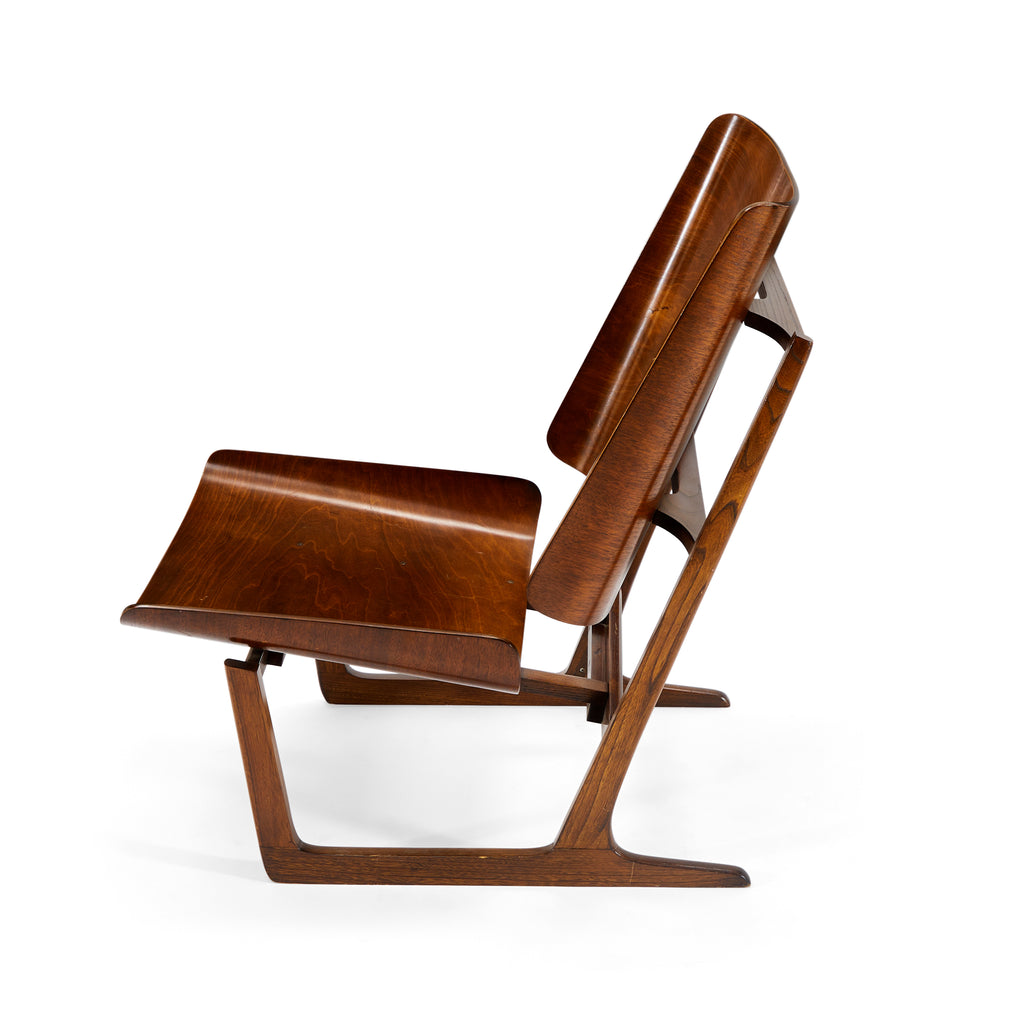 Wood Dark Bent Modern Lounge Chair