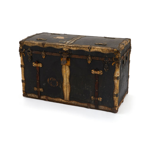 Black & Gold Distressed Vintage Trunk