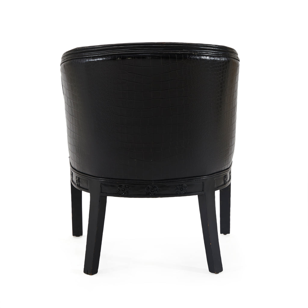 Black Crocodile Leather Carved Arm Chair
