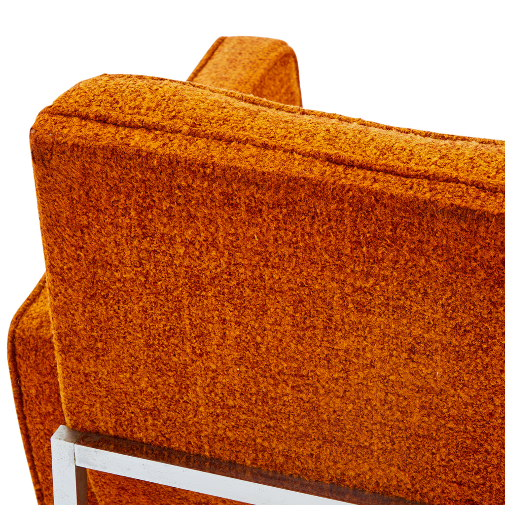 Orange Boucle Fabric Vintage Armchair