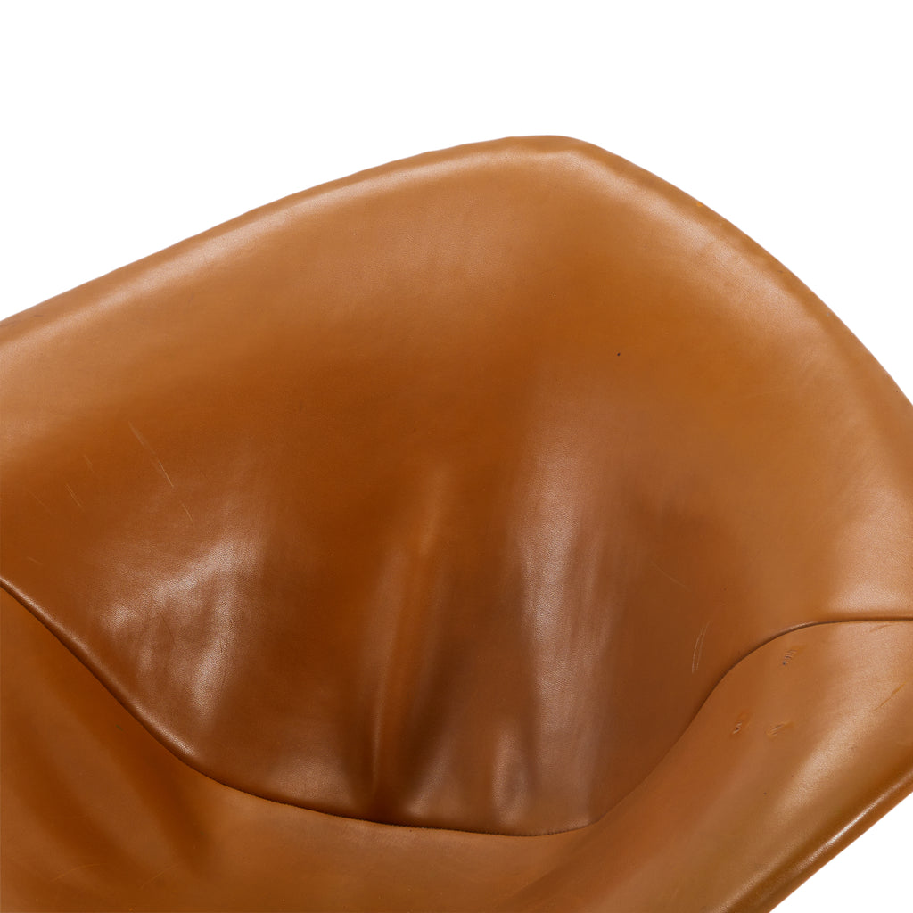 Brown Leather Covered Bertoia Diamond Chair