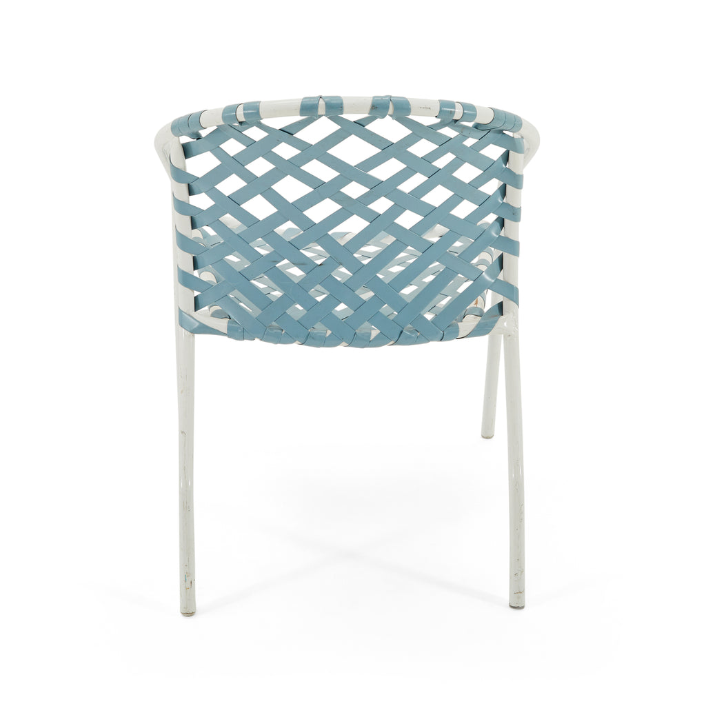 Blue & White Metal Outdoor Side Chair