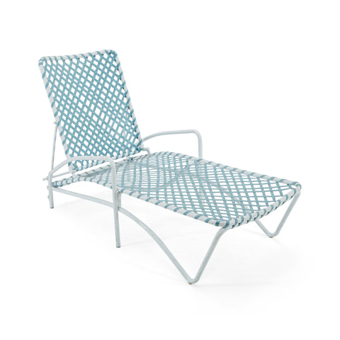 Blue & White Metal Outdoor Chaise