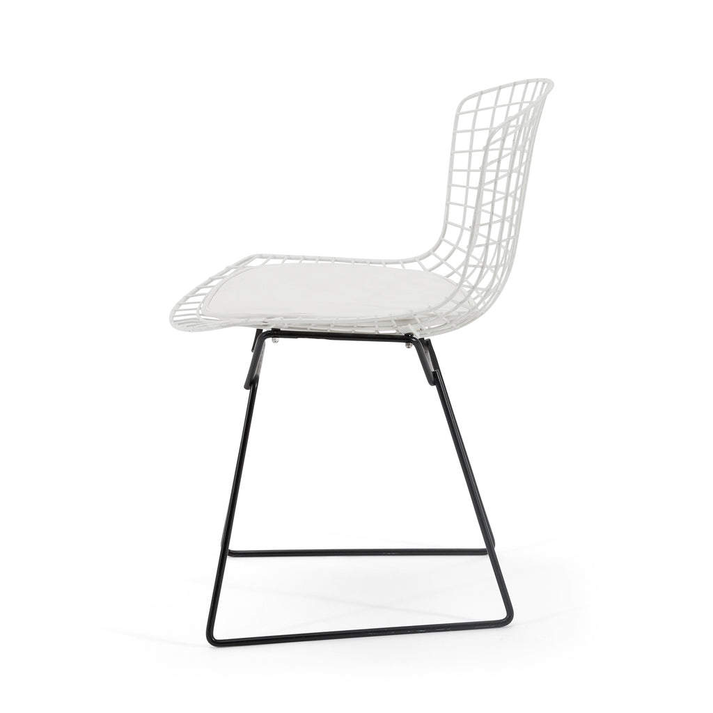 White & Black Wire Bertoia Side Chair