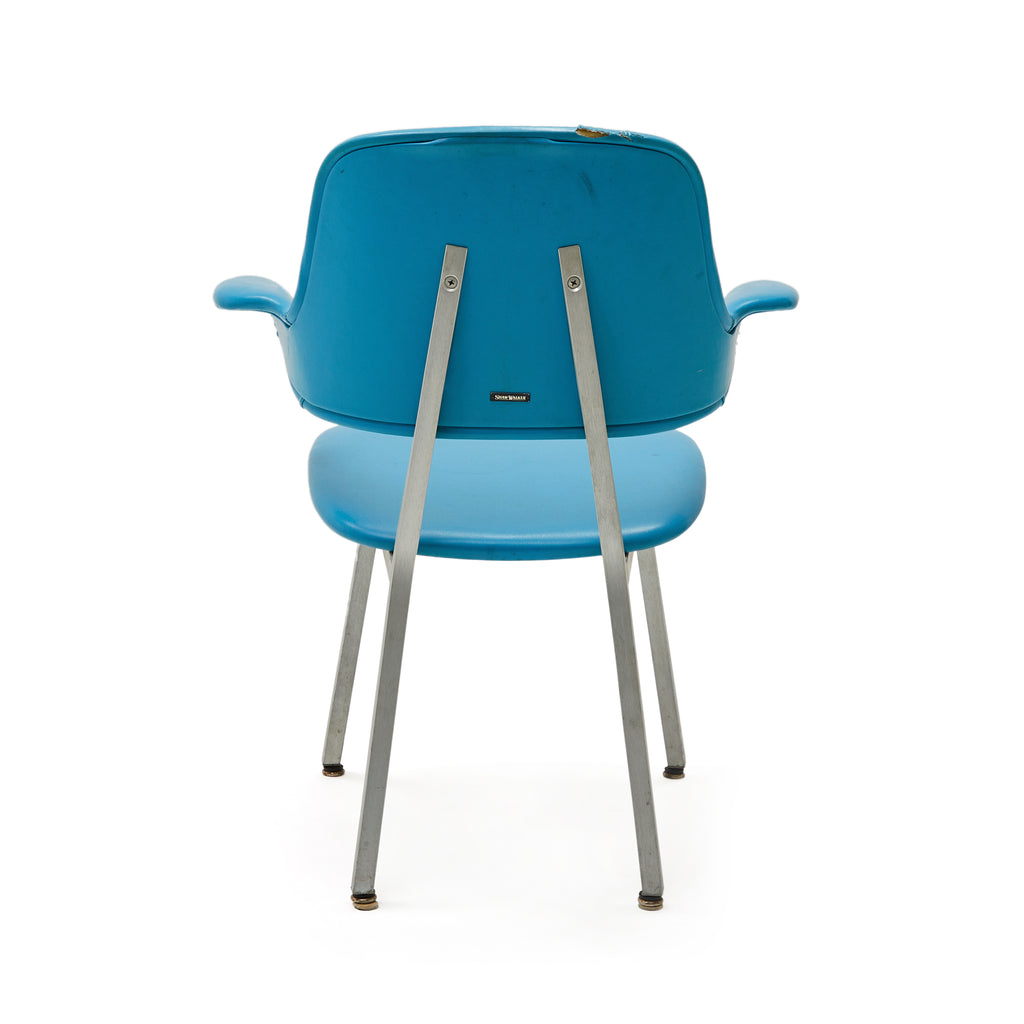 Blue Leather Floating Back Classroom Chair