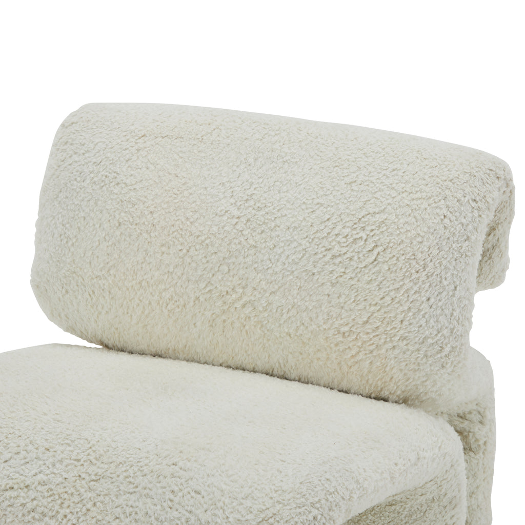 White Sheep Boucle Fabric Ribbon Chair
